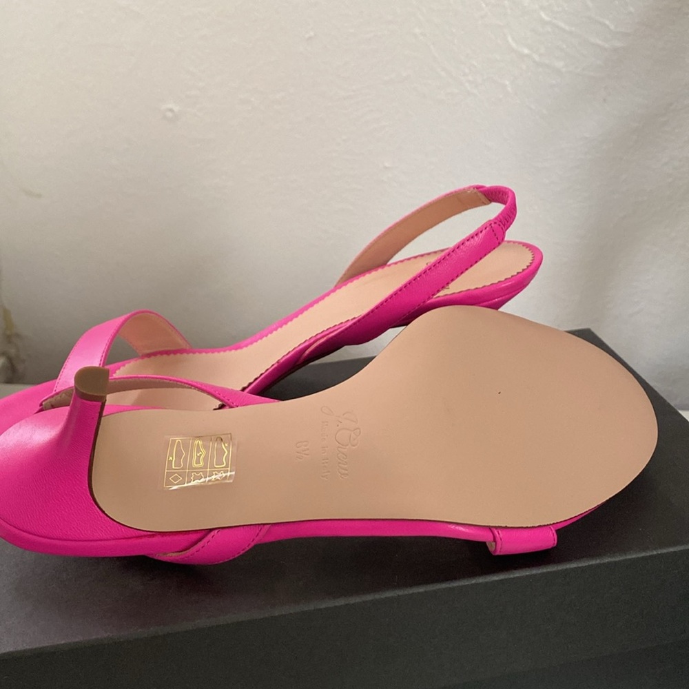 J.Crew Slingback sandals in neon pink leather NWB - Picture 5 of 6